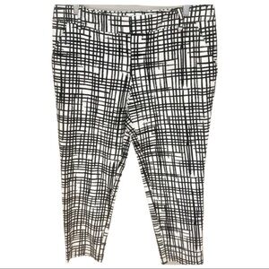 New AVA & VIV Abstract Print Cropped Pants Black & White Cotton Stretch Size 14W